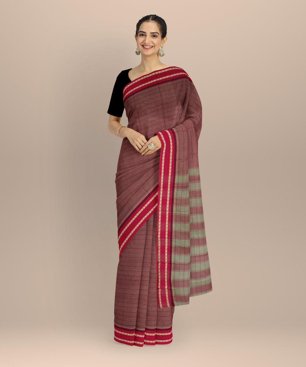 Mauve magenta cotton handloom narayanapet saree