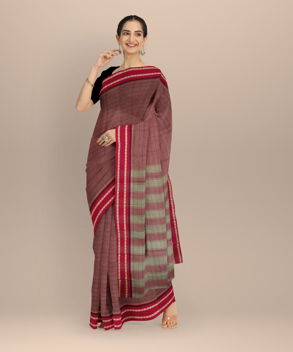 Mauve magenta cotton handloom narayanapet saree