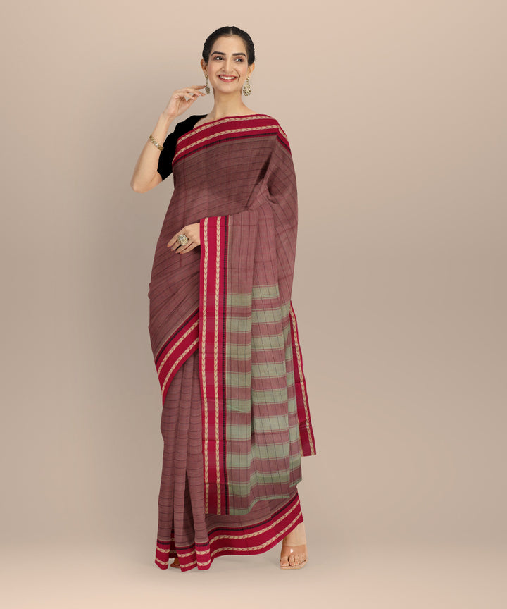 Mauve magenta cotton handloom narayanapet saree