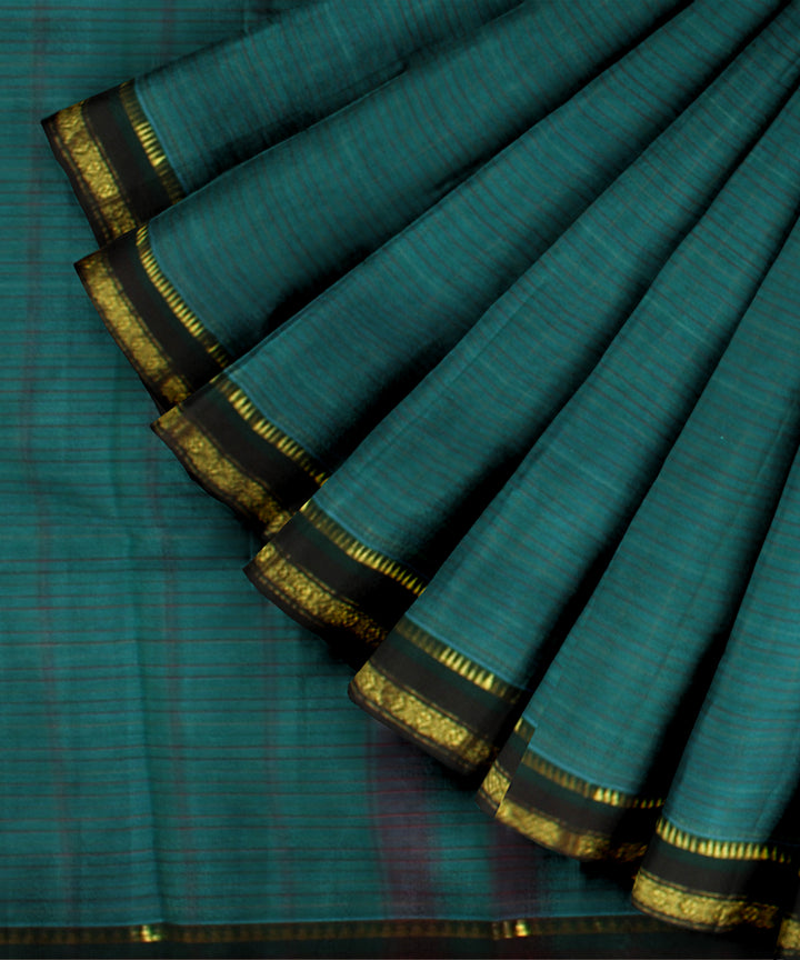 Teal green cotton handloom narayanapet saree