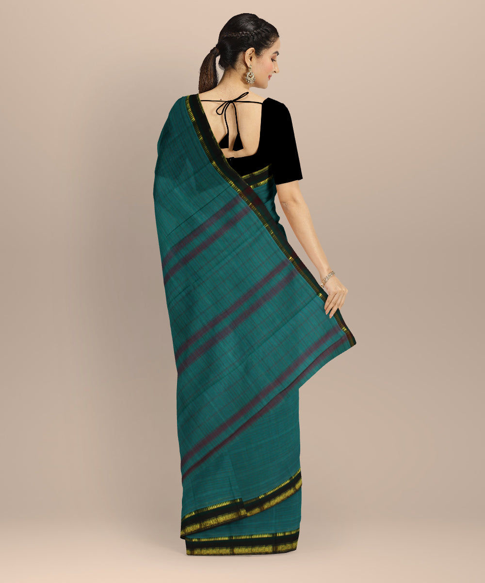 Teal green cotton handloom narayanapet saree