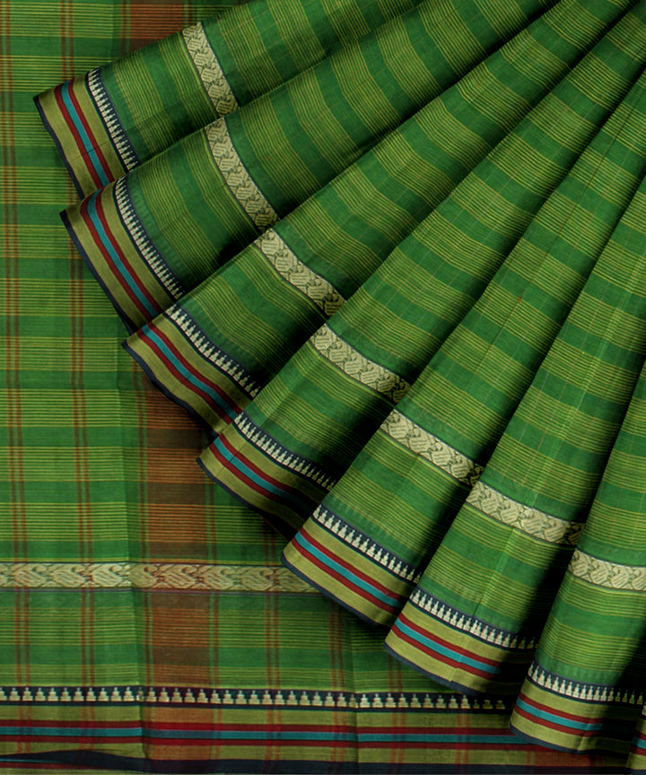 Dark green multicolor cotton handloom narayanapet saree