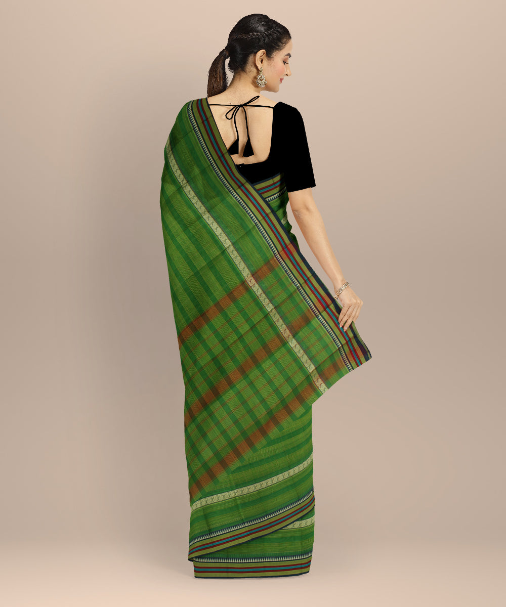 Dark green multicolor cotton handloom narayanapet saree