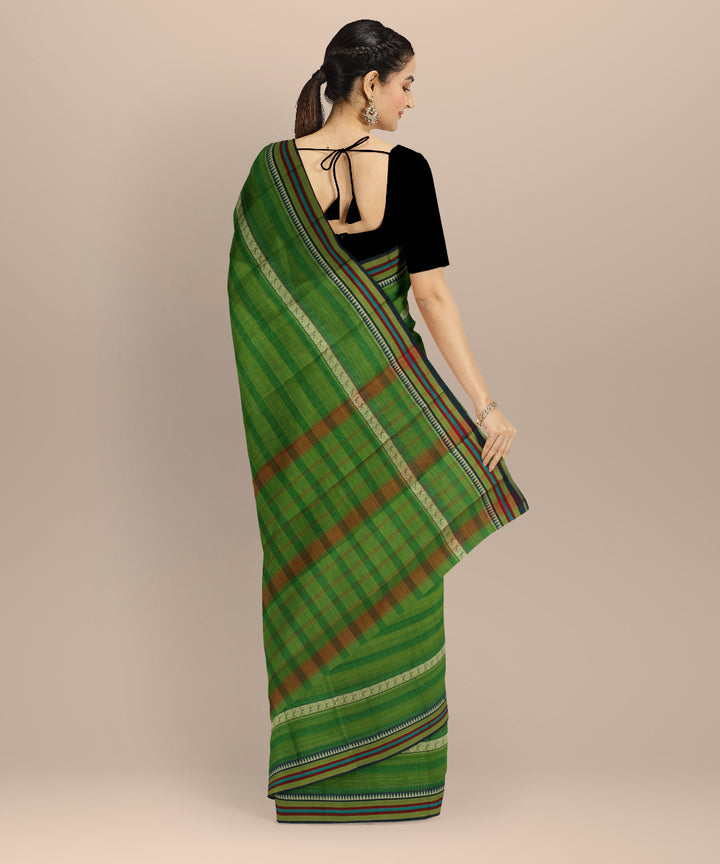 Dark green multicolor cotton handloom narayanapet saree