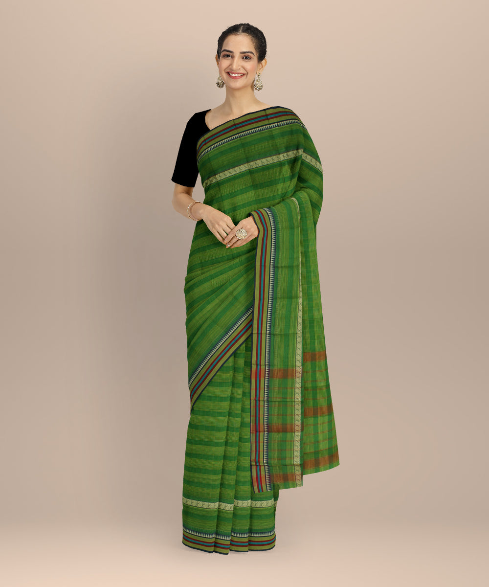 Dark green multicolor cotton handloom narayanapet saree