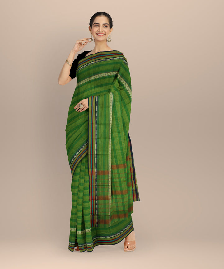 Dark green multicolor cotton handloom narayanapet saree