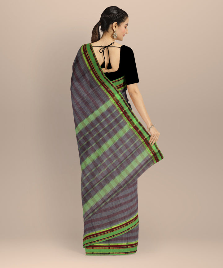 Violet light green cotton handloom narayanapet saree