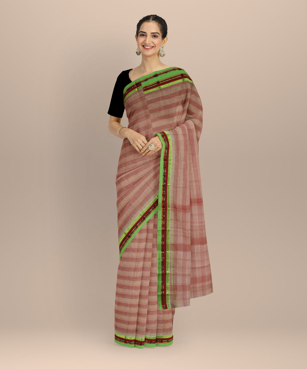 Multicolor striped narayanapet cotton handloom saree