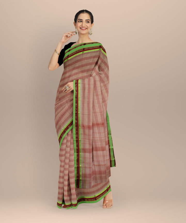 Multicolor striped narayanapet cotton handloom saree
