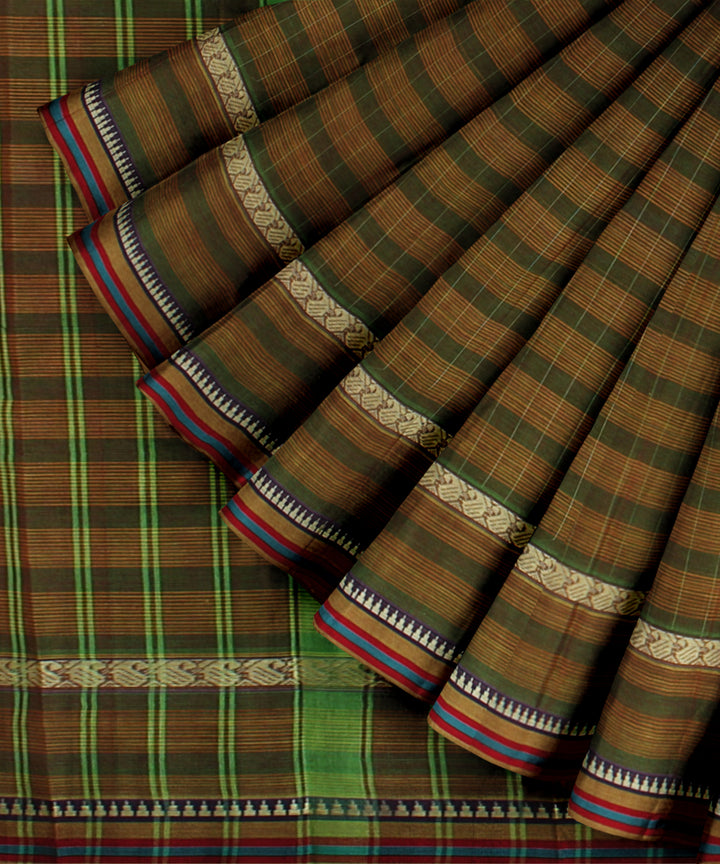 Multicolor green cotton handloom narayanapet saree