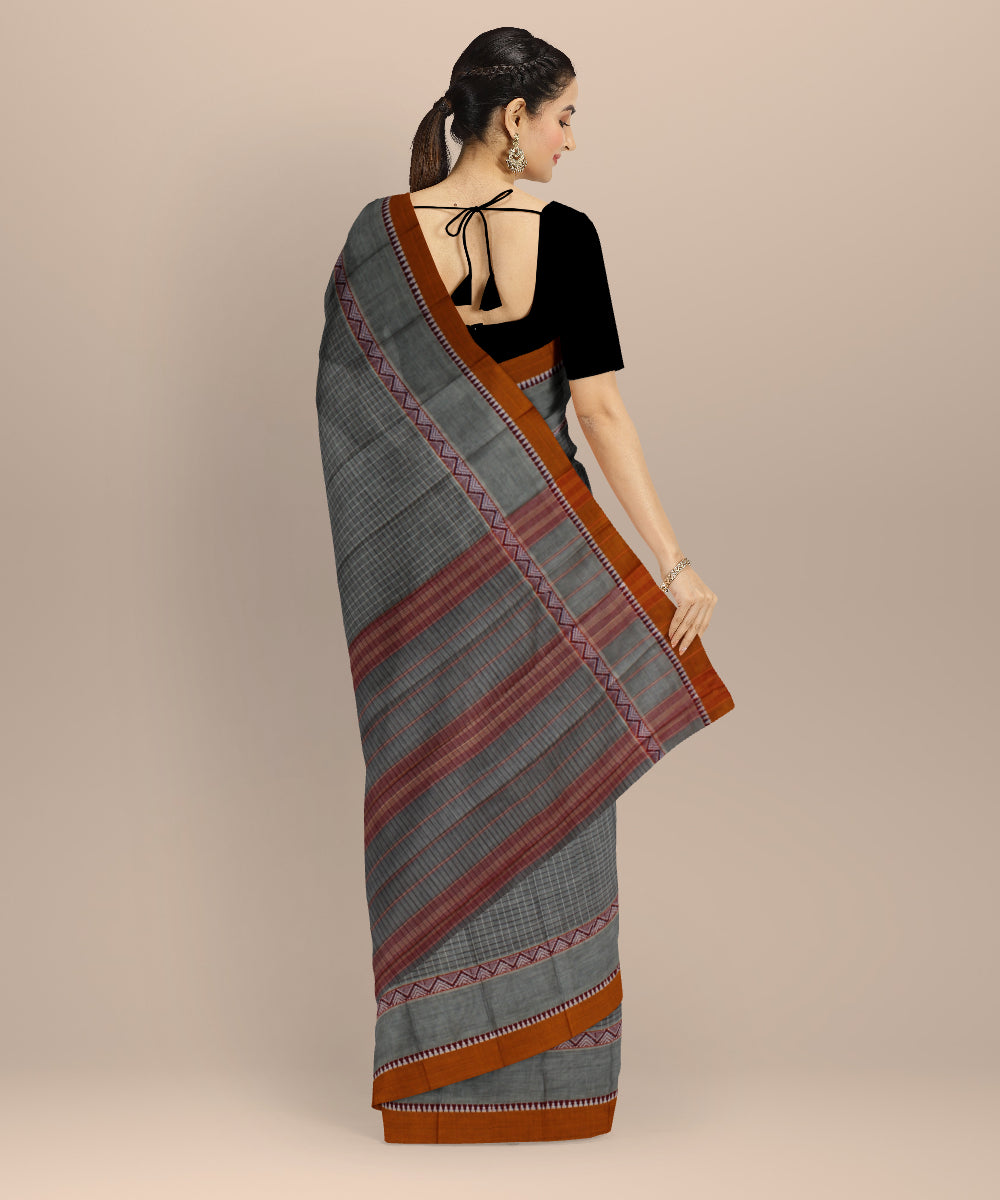 Multicolor brown handloom narayanapet cotton saree