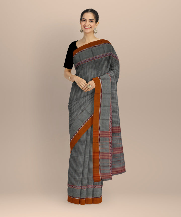 Multicolor brown handloom narayanapet cotton saree