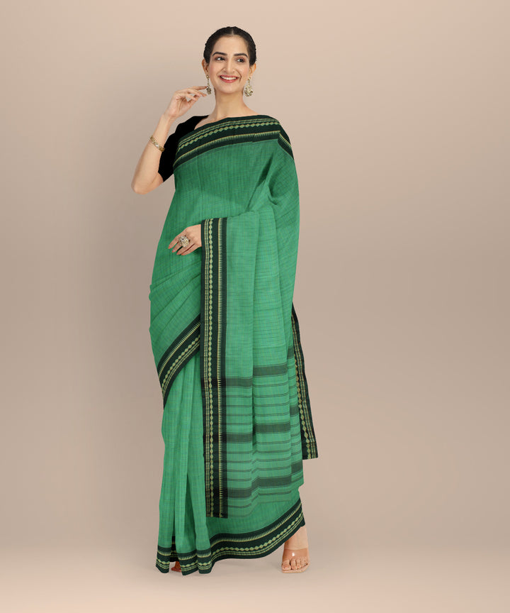 Light green deep green cotton handloom narayanapet saree