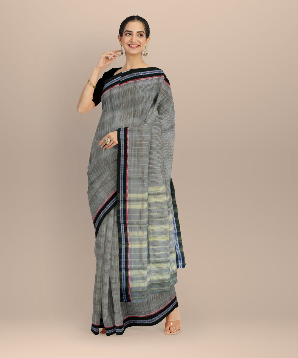 Light green with green border cotton handloom narayanapet saree