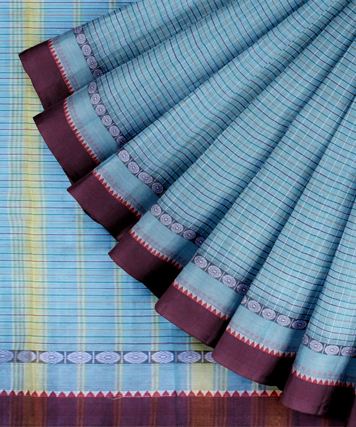 Light blue cotton handloom narayanapet saree