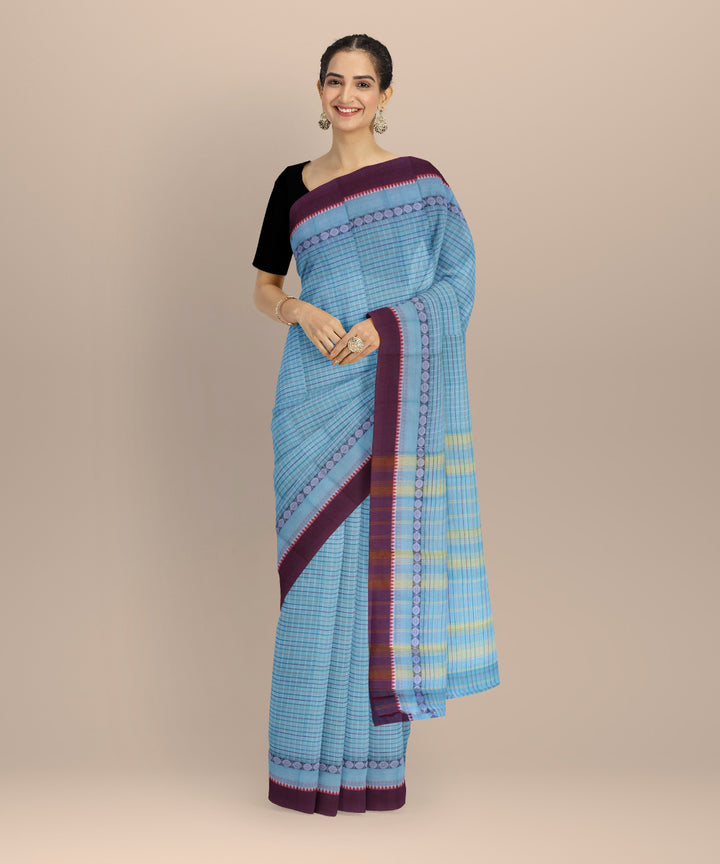 Light blue cotton handloom narayanapet saree