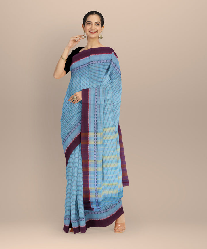 Light blue cotton handloom narayanapet saree