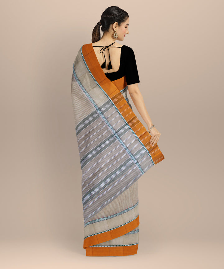 Beige with yellow border cotton handloom narayanapet saree