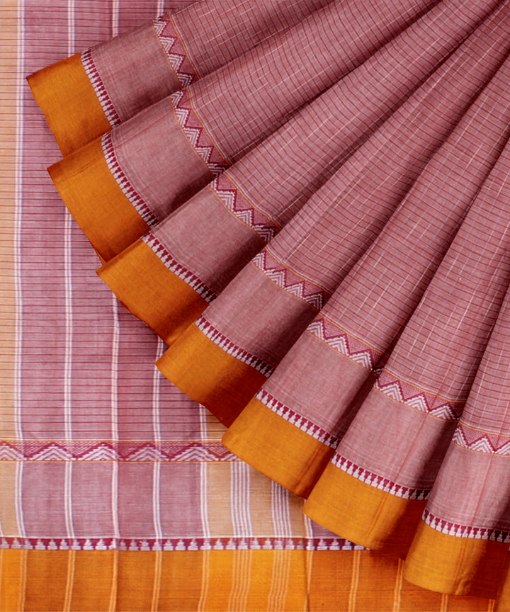 Brownish pink cotton handloom narayanapet saree