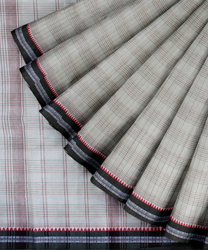 Grey light green cotton handloom narayanapet saree