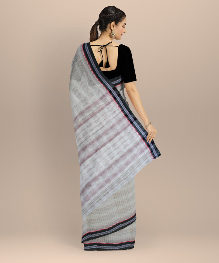 Grey light green cotton handloom narayanapet saree