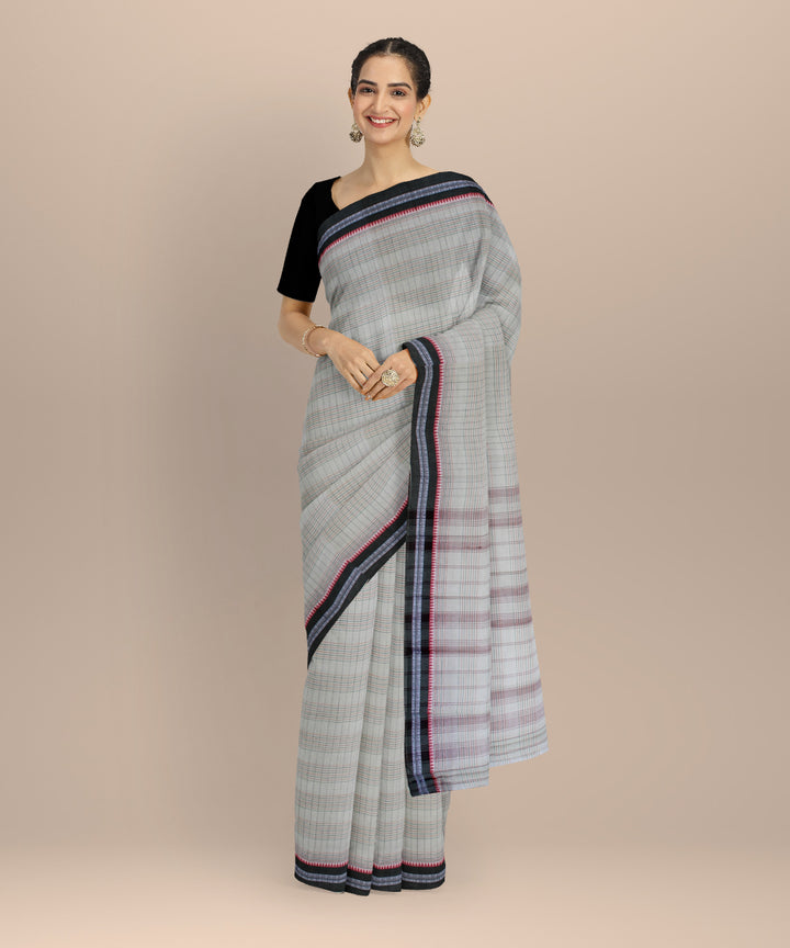Grey light green cotton handloom narayanapet saree