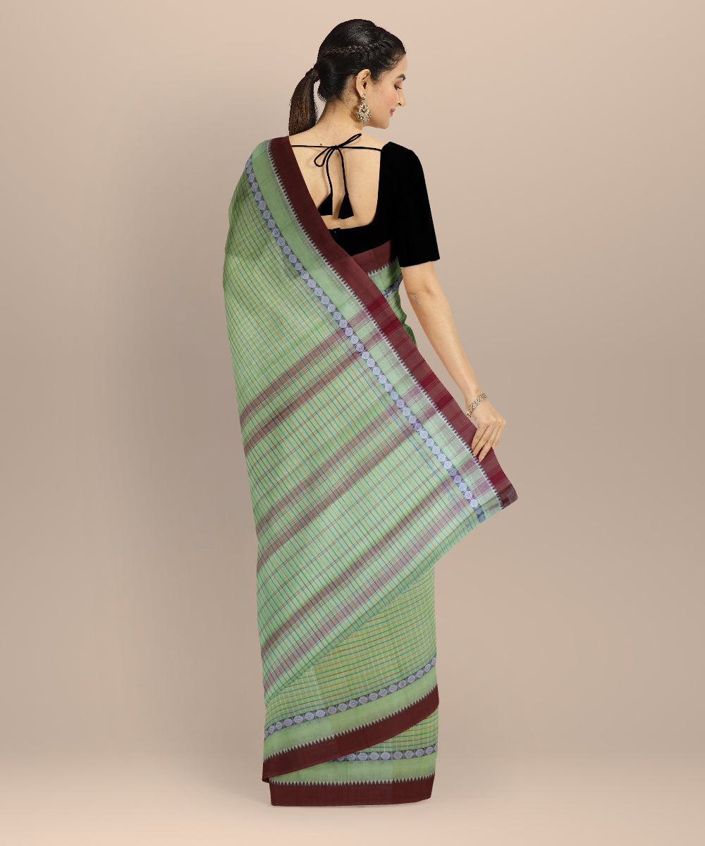 Dark pista green cotton handloom narayanapet saree