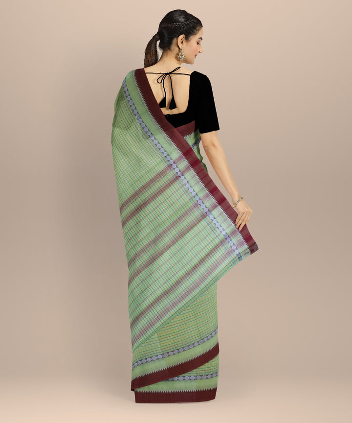 Dark pista green cotton handloom narayanapet saree