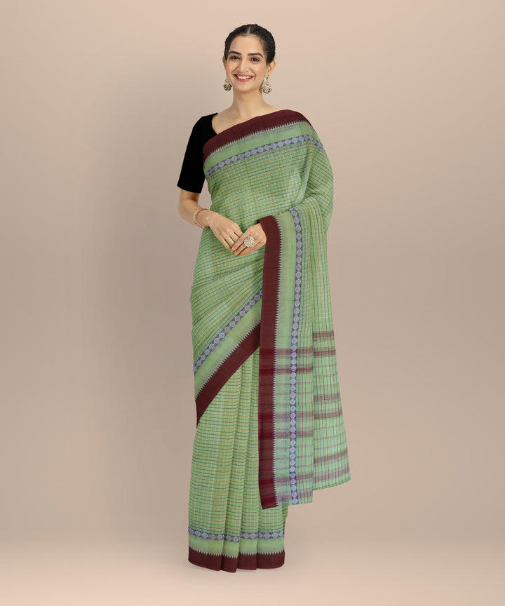 Dark pista green cotton handloom narayanapet saree