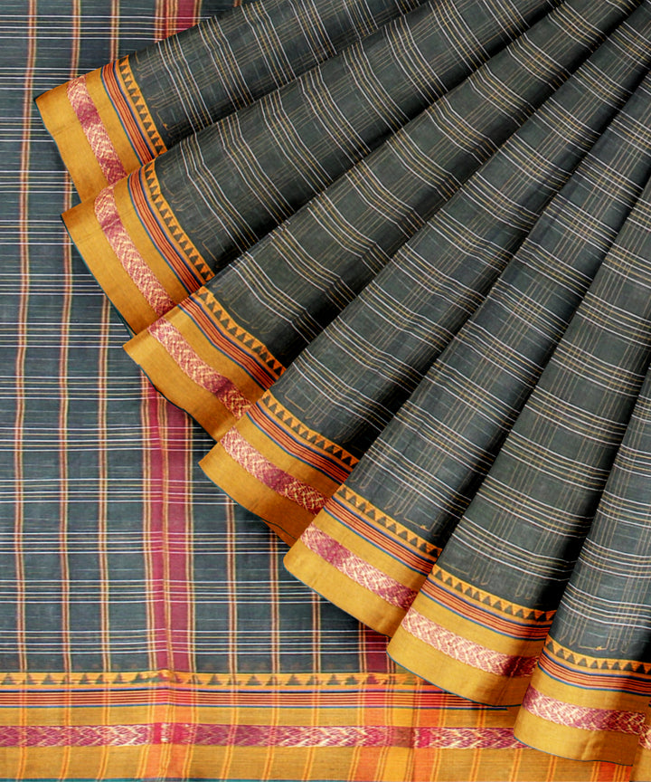 Dark green cotton handloom narayanapet saree
