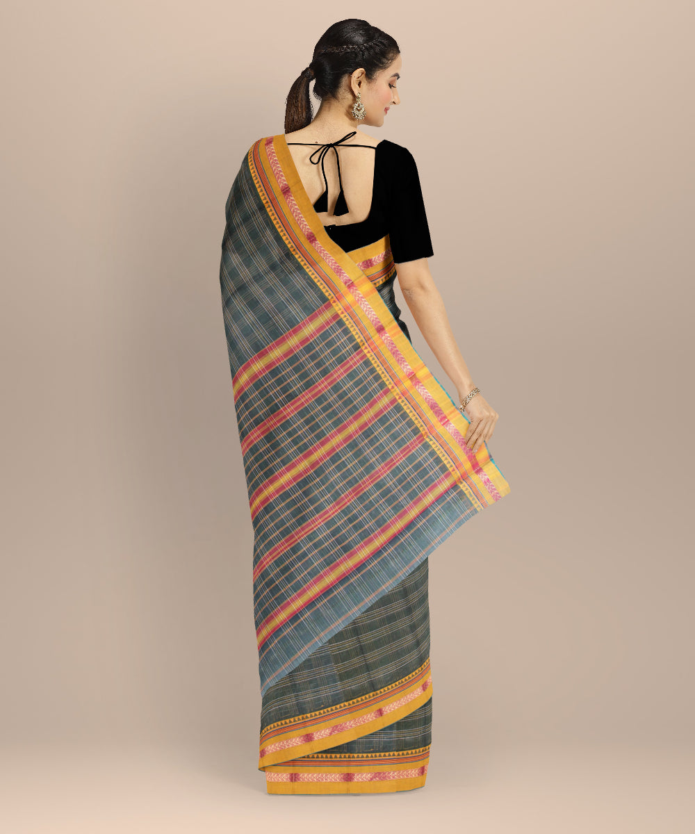 Dark green cotton handloom narayanapet saree