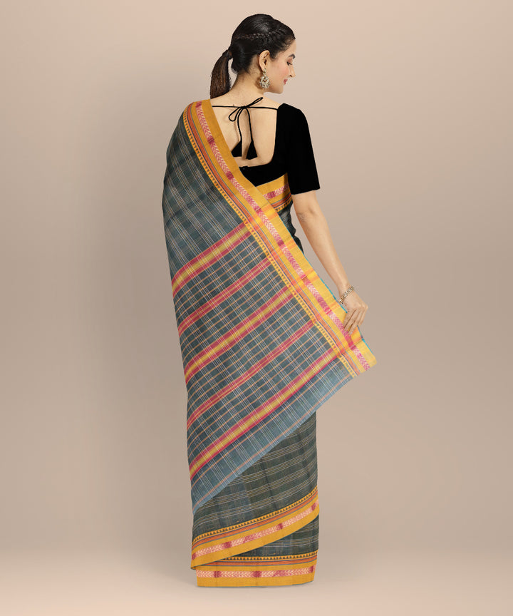 Dark green cotton handloom narayanapet saree