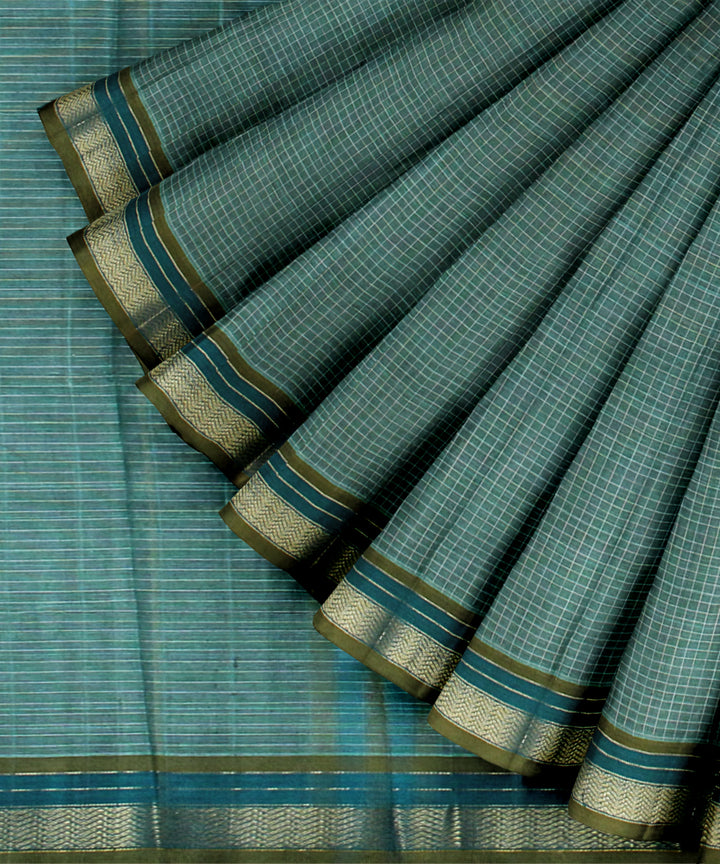 Green with white checks cotton handloom narayanapet saree