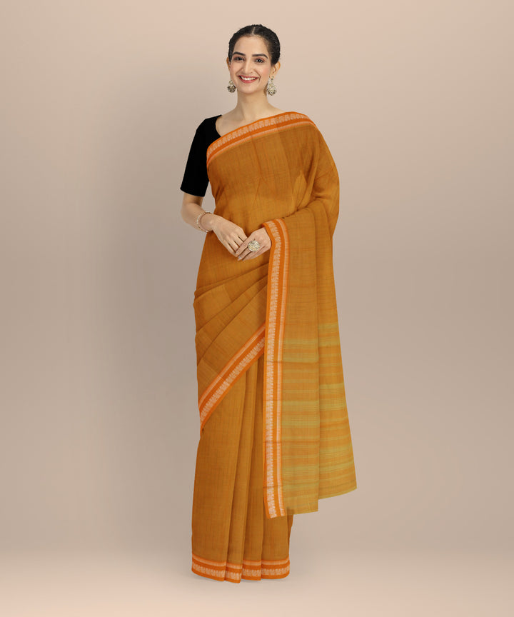 Yellow cotton handloom narayanapet saree