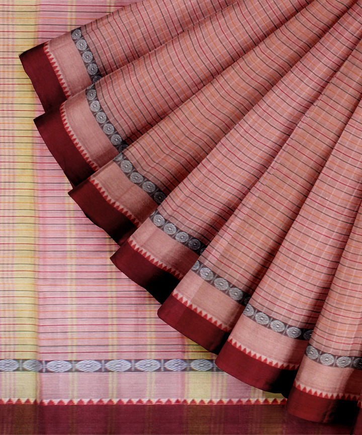 Pink maroon cotton handloom narayanapet saree