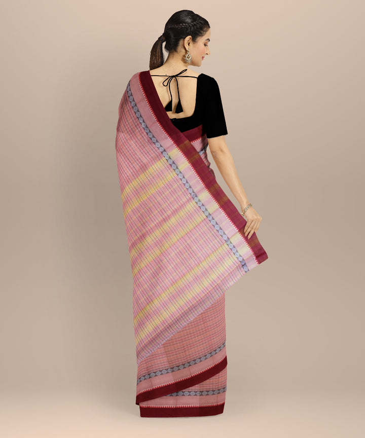 Pink maroon cotton handloom narayanapet saree
