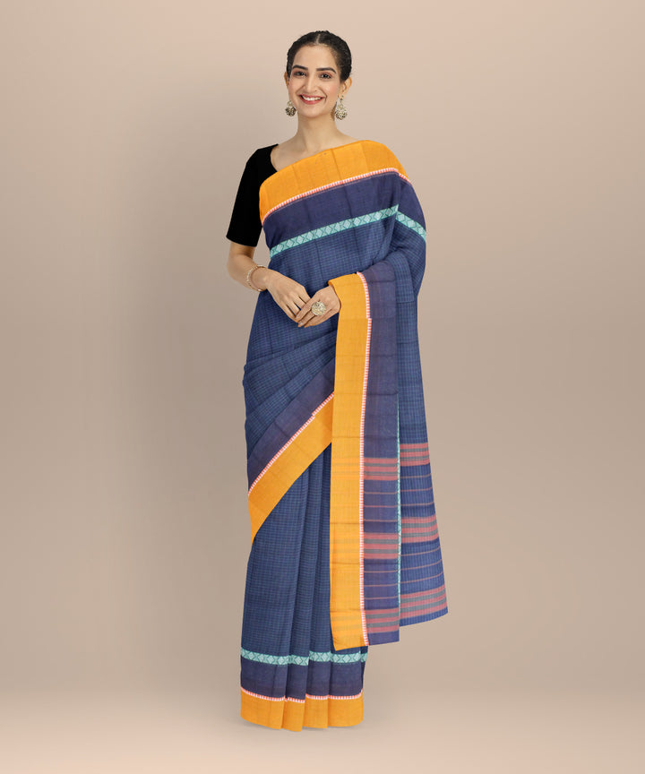 Navy blue cotton handloom narayanapet saree