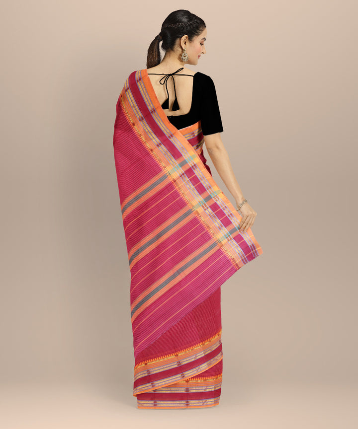 Red orange cotton handloom narayanapet saree