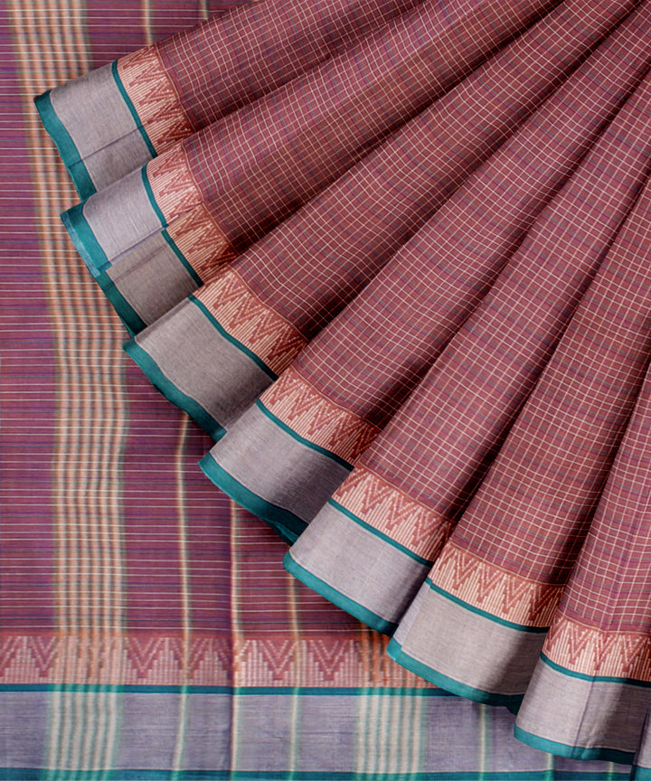 Mauve sea green cotton handloom narayanapet saree