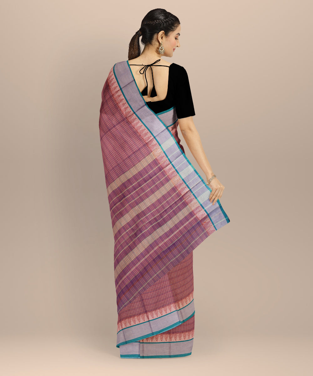 Mauve sea green cotton handloom narayanapet saree