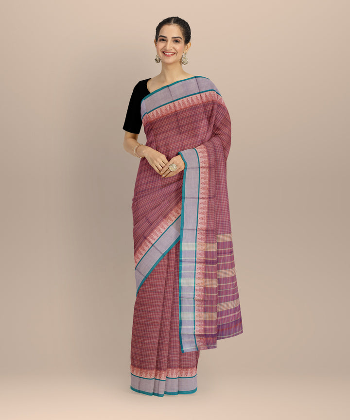 Mauve sea green cotton handloom narayanapet saree