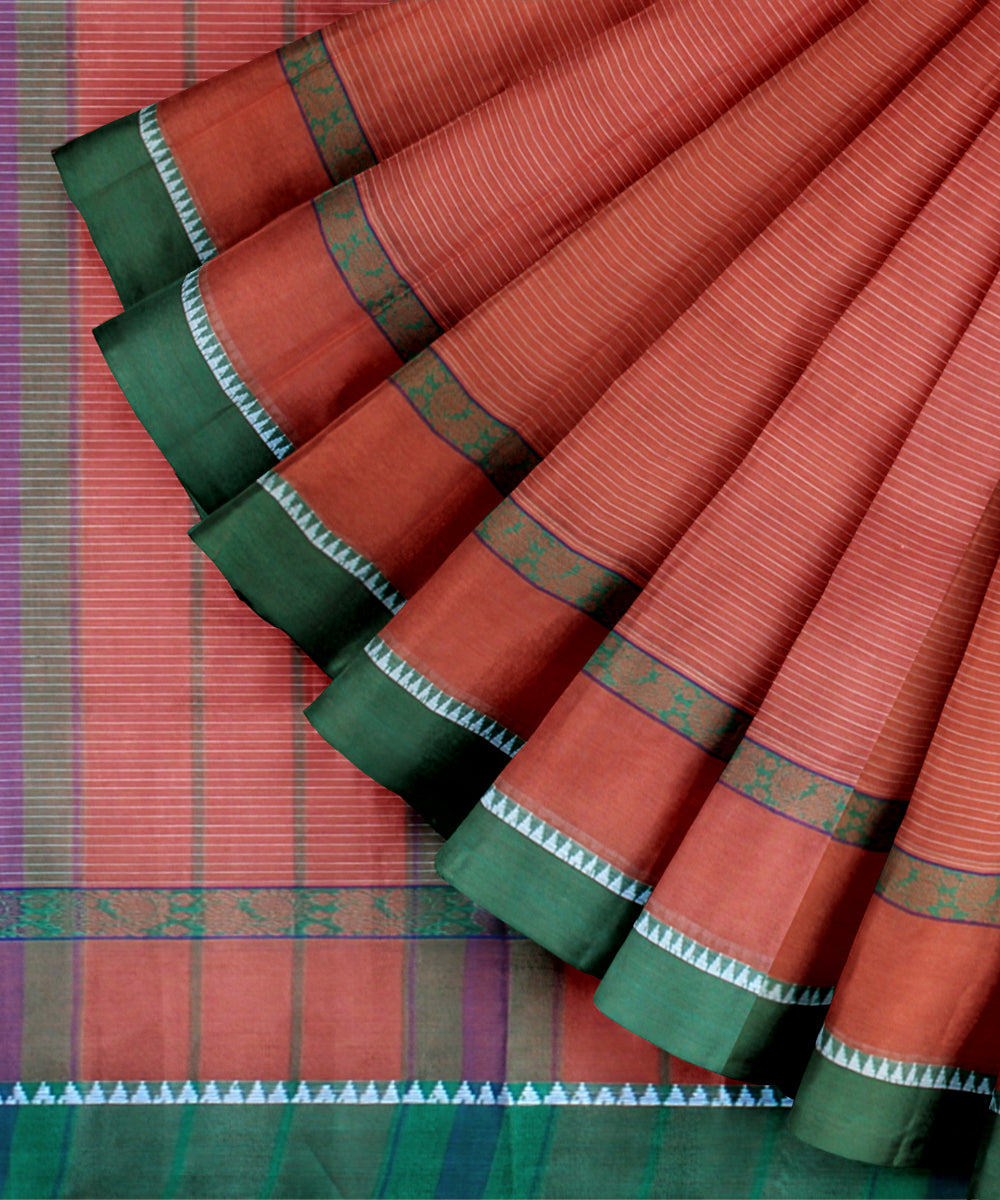 Red green cotton handloom narayanapet saree