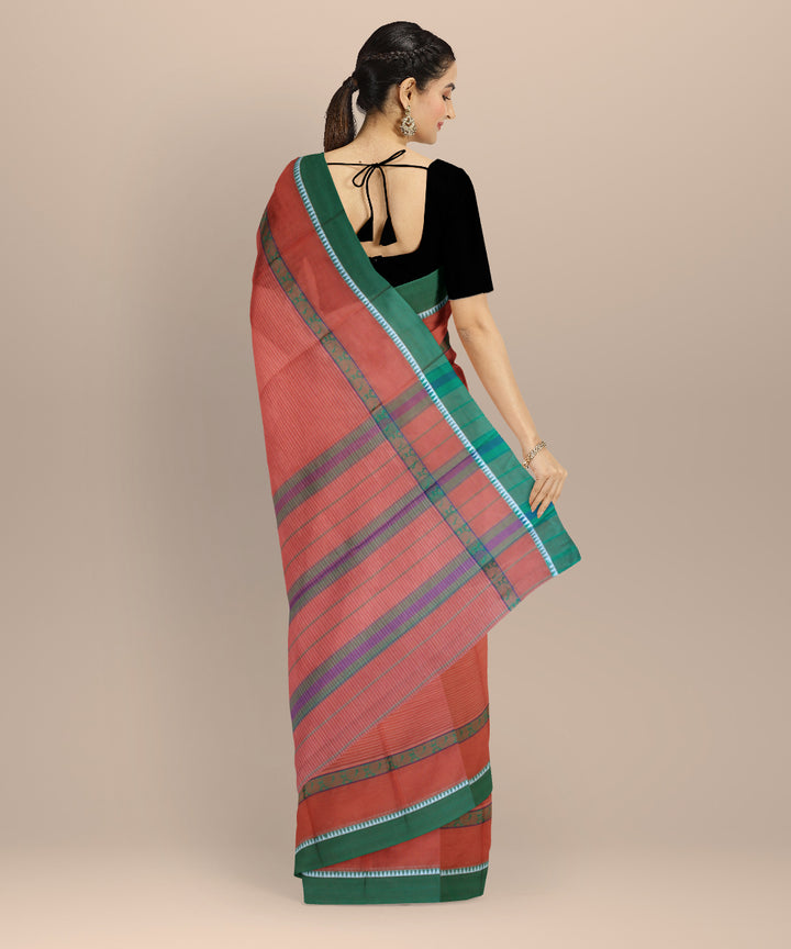 Red green cotton handloom narayanapet saree