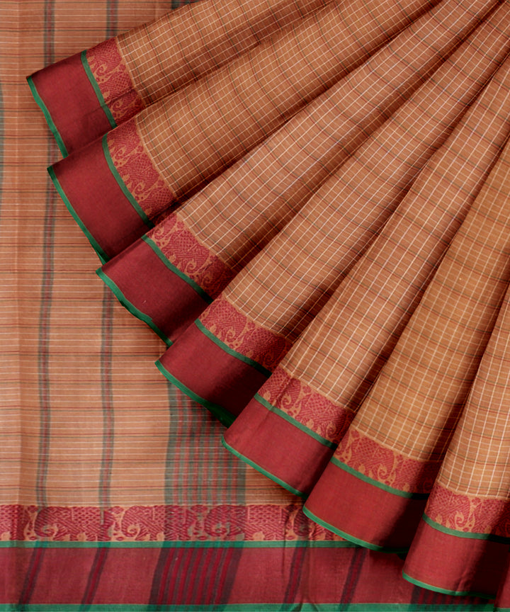 Brown red cotton handloom narayanapet saree