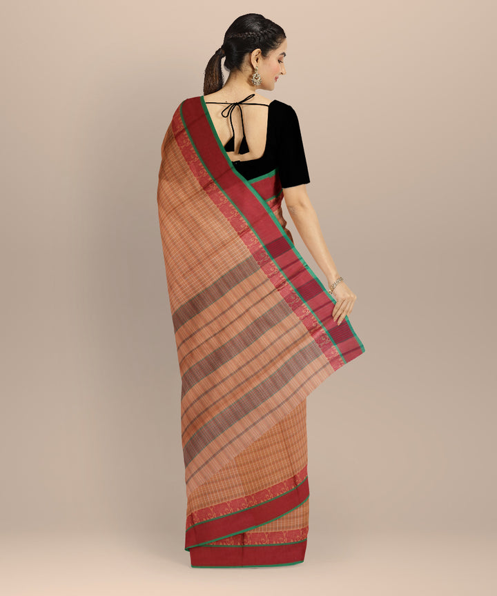 Brown red cotton handloom narayanapet saree