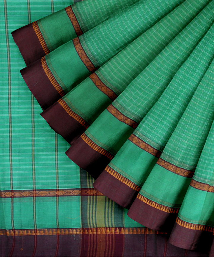 Light green deep maroon cotton handloom narayanapet saree