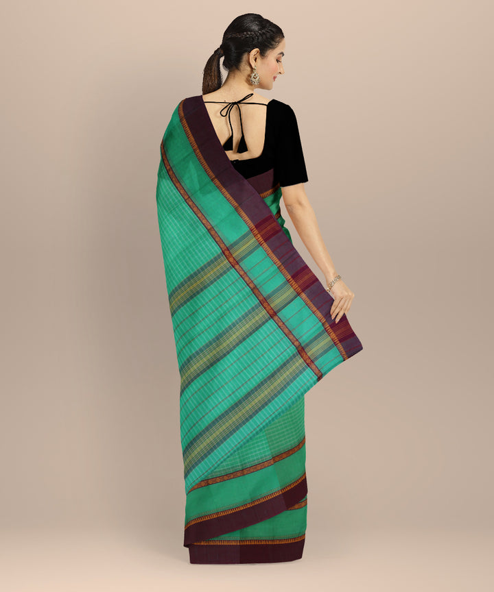Light green deep maroon cotton handloom narayanapet saree