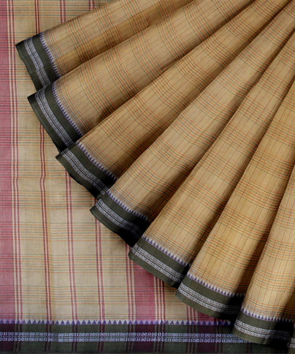 Beige grey cotton handloom narayanapet saree