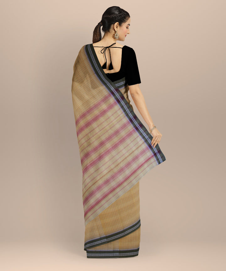 Beige grey cotton handloom narayanapet saree