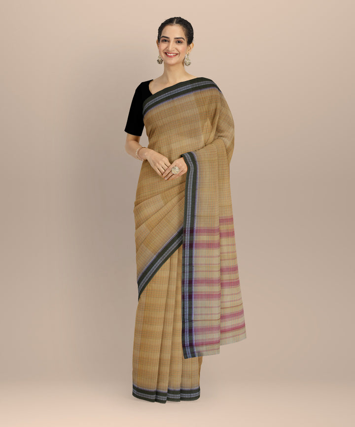 Beige grey cotton handloom narayanapet saree